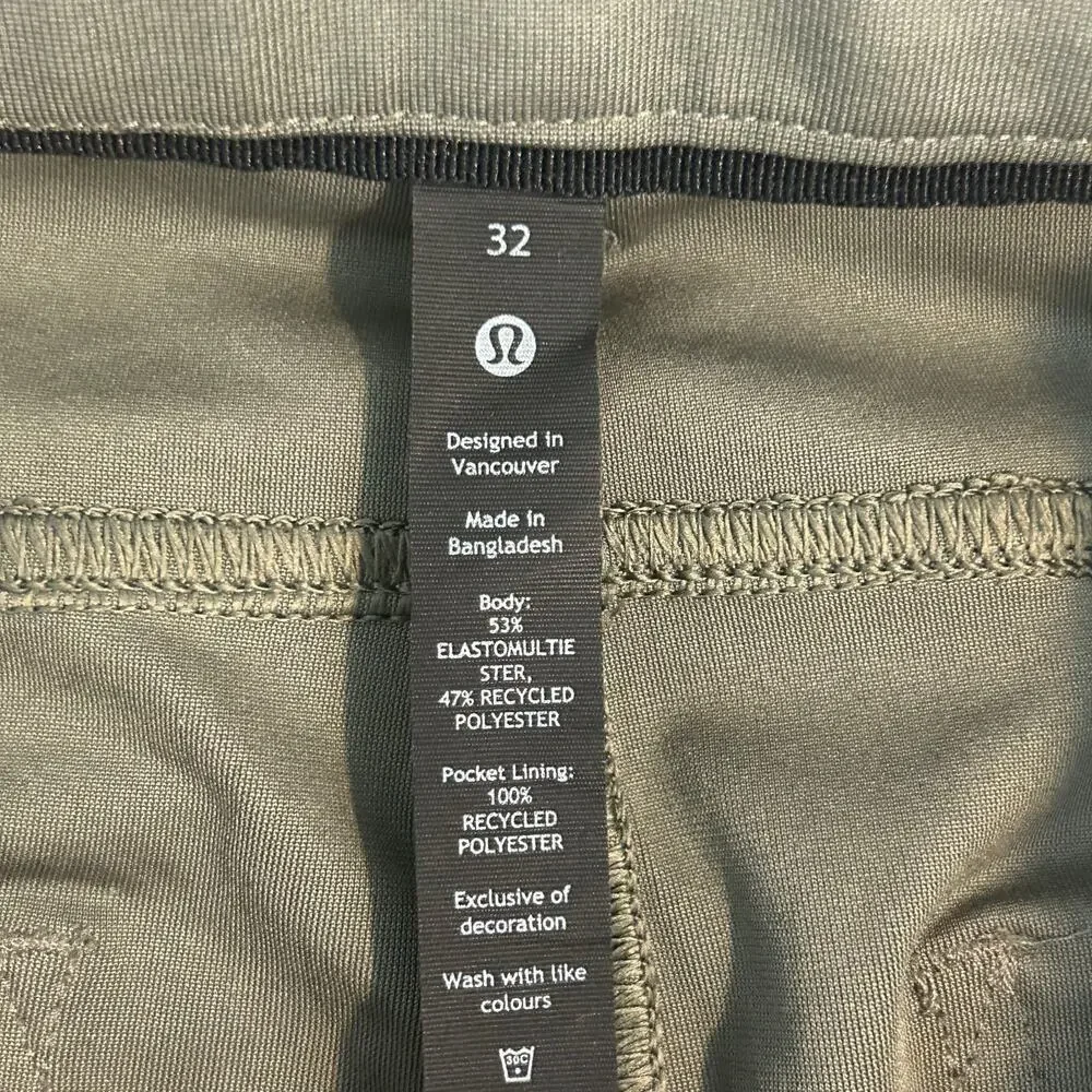 Lululemon mens ABC Slim-Fit army green warpstreme pants size 32